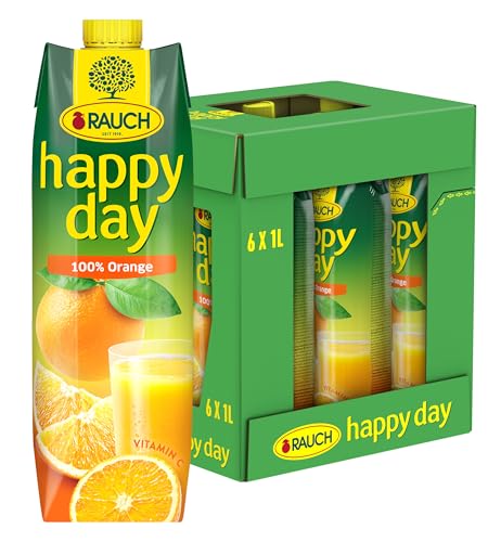 Rauch Happy Day Orange | fruchtiger Geschmack |mit Vitamin C und Calcium | für den perfekten Start in den Tag | 6x 1l Tetra Prisma von Happy Day