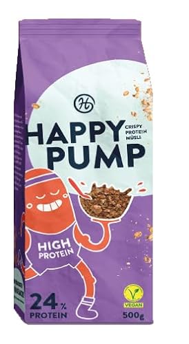 Happy Pump Crispy Protein Müsli | High Protein (23%) | Vegan | Crispy | ohne Kristallzucker | Regional | Höchste Qualität der Zutaten von Happy Pump