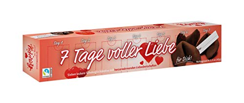 Happy in love - 7 Tage voller Liebe - 7 x vegane Happy Schokoglückskekse mit besonderen Liebesbotschaften (1 Packung mit 7 Keksen á 6g) von Happy