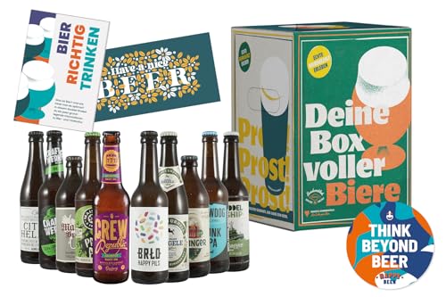 Deine Box voller Biere - Bierset mit 10 x 330ml national und international prämierte Craft Beer Flaschenbiere - Das perfekte Bier Geschenk für Männer und Frauen im liebevoll gestalteten Karton von HappyBeer