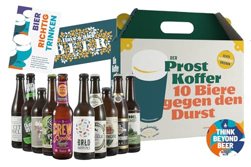 Prost Koffer - Premium Bier Geschenk Paket - 10 x 330ml Craft Beer Flasche - Biergeschenk für Männer - Bierset für das Tasting zu Hause, Männerhandtasche, Geburtstagsgeschenk für Männer Prost Koffer - Premium Bier Geschenk Paket - 10 x 330ml Craft Beer Flasche - Biergeschenk für Männer - Bierset für das Tasting zu Hause, Männerhandtasche, Geburtstagsgeschenk für Männer von HappyBeer