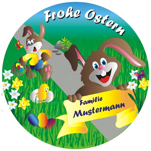 Frohes Osterfest Tortenaufleger mit Familienname – rund von Happygoods GmbH