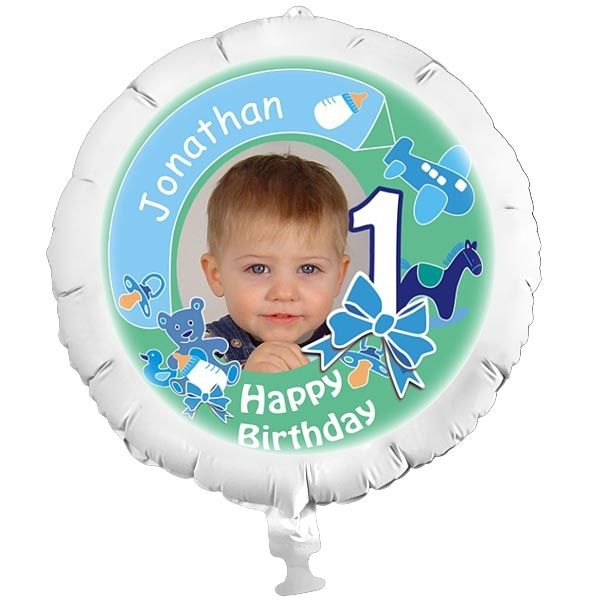 Geschenkballon mit Foto für 1. Kindergeburtstag eines Jungen, Fotoballon +Name von Happygoods GmbH