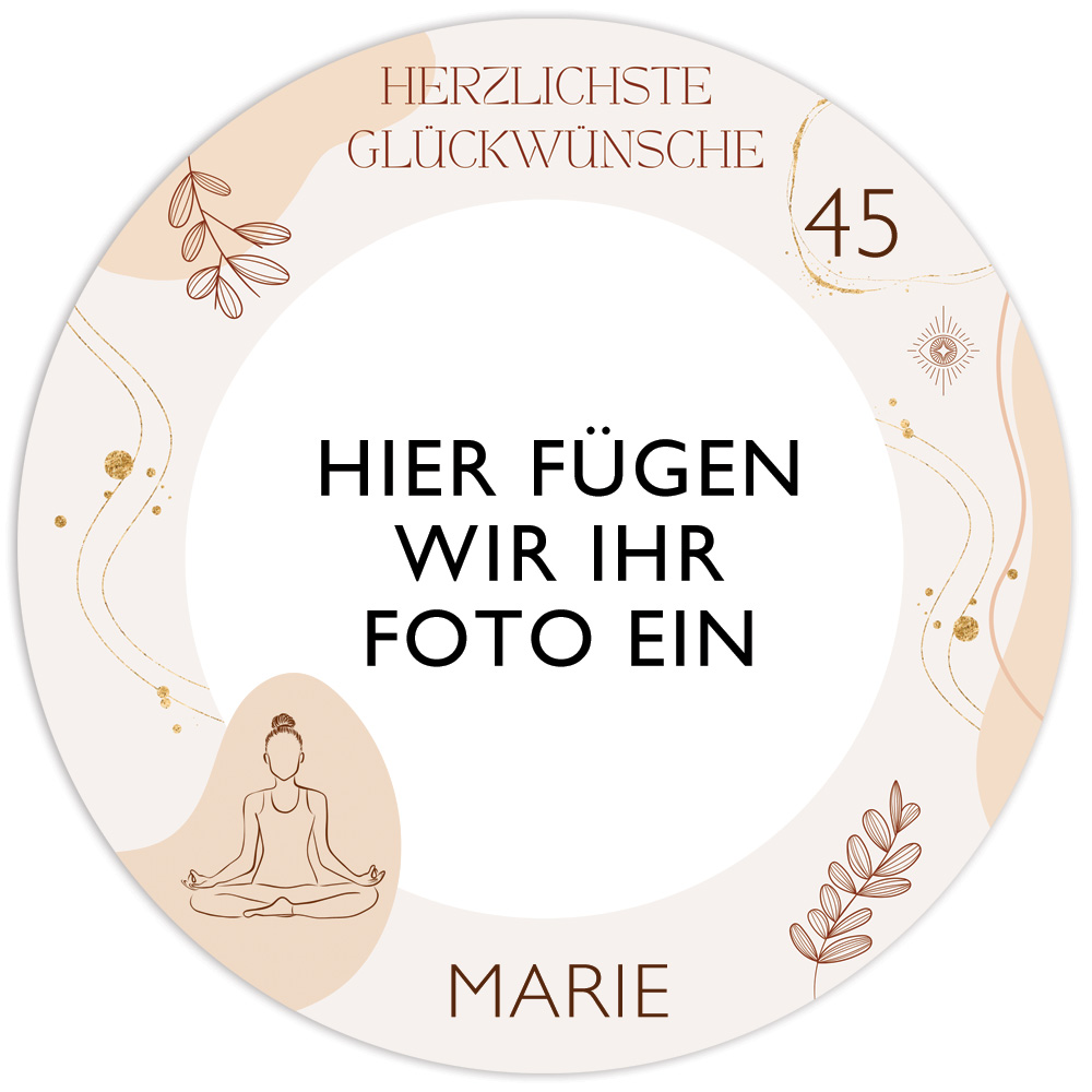 Tortenaufleger Foto „Meditation“ Zum Geburtstag Name u. Alter, rund, essbar von Happygoods GmbH