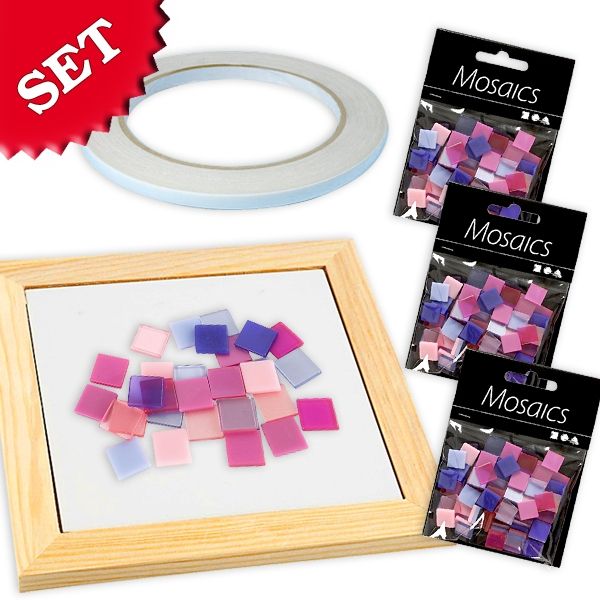 Mosaik Bastelset Pink-Mix, pinke Mosaiksteinchen als Bastelzubehör von Happygoods GmbH