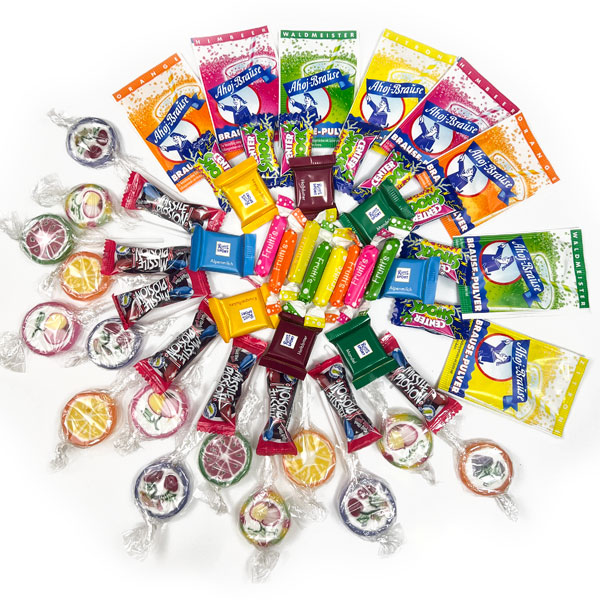 Süßigkeitenset 55tlg. für 8 Kids, 8 verschiedene köstliche Süßigkeiten von Happygoods GmbH