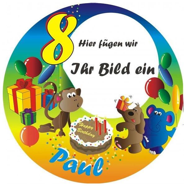 Tortenaufleger Geburtstagstraum mit Foto, Name u. Alter – rund von Happygoods GmbH