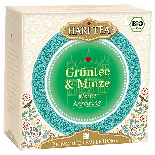 6 x Hari Tea Bio Grüntee und Minze | Kleine Anregung | Kräuter- und Gewürztee in Baumwollbeutel | 10 feine Tees zum Genießen | Bio Tee | 6er Pack = 60 Teebeutel von Hari Tea
