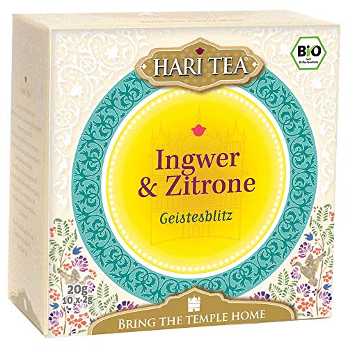 6 x Hari Tea Bio Ingwer und Zitrone| Geistesblitz | Kräuter- und Gewürztee in Baumwollbeutel | 10 feine Tees zum Genießen | Bio Tee | 6er Pack = 60 Teebeutel von Hari Tea