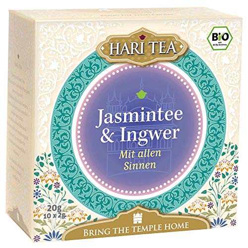 6 x Hari Tea Bio Jasmintee und Ingwer | Mit allen Sinnen | Kräuter- und Gewürztee in Baumwollbeutel | 10 feine Tees zum Genießen | Bio Tee | 6er Pack = 60 Teebeutel von Hari Tea