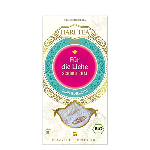 6 x Hari Tea Bio Schoko Chai | Für die Liebe | Kräuter- und Gewürztee in Baumwollbeutel | 10 feine Tees zum Genießen | Bio Tee | 6er Pack = 60 Teebeutel von Hari Tea