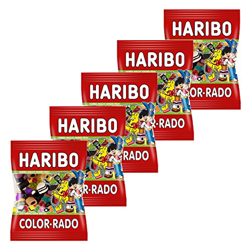 Haribo Color-Rado, 5er Pack, Colorrado, Fruchtgummi, Weingummi, Gummibärchen, Lakritz, Lakritzmischung, Im Beutel, Tüte von HARIBO
