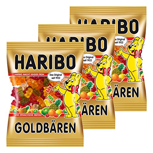 Haribo Goldbären, 3er Pack, Gummibärchen, Weingummi, Fruchtgummi, Im Beutel, Tüte von HARIBO