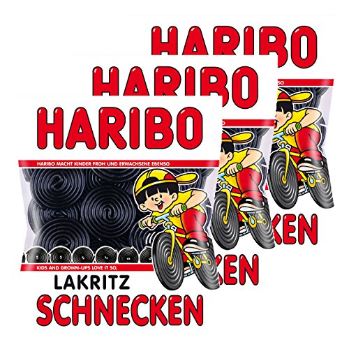 Haribo Lakritz Schnecken, 3er Pack, Lakrtitzschnecken, Süßigkeit, Nascherei, Im Beutel, Tüte von HARIBO