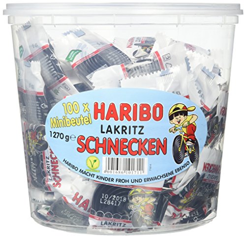 Haribo Lakritz Schnecken 100 Minibeutel, 1er Pack (1 x 1.27 kg) von HARIBO
