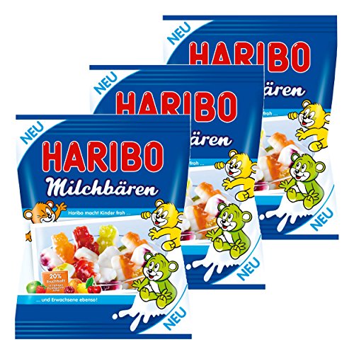 Haribo Milchbären, 3er Set, Gummibärchen, Weingummi, Fruchtgummi, Milchgummi, 3 Beutel zu je 175 g von HARIBO