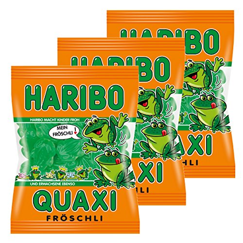 Haribo Quaxi Fröschli Frösche, 3er Pack, Gummibärchen, Weingummi, Fruchtgummi, Im Beutel, Tüte von HARIBO