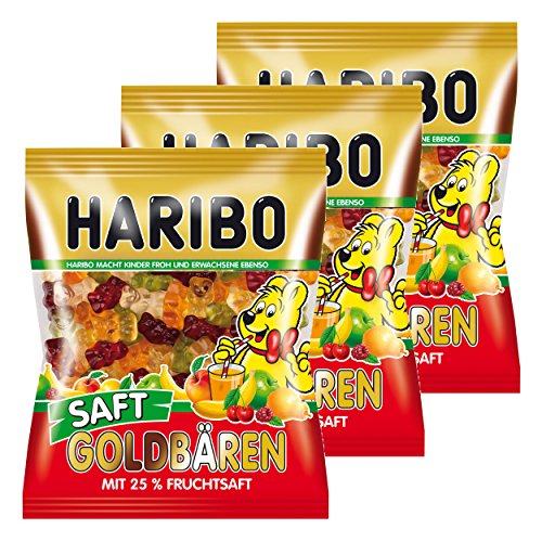 Haribo Saft Goldbären, 3er Pack, Gummibärchen, Weingummi, Fruchtgummi, Im Beutel, Tüte von HARIBO