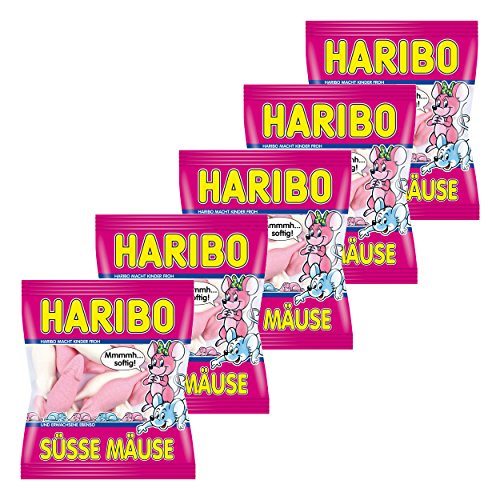Haribo Süsse Mäuse, 5er Pack, Schaumzucker, Fruchtgummi, Im Beutel, Tüte von HARIBO