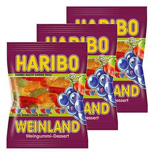 Haribo Weinland, 3er Pack, Gummibärchen, Weingummi, Fruchtgummi, Im Beutel, Tüte von HARIBO