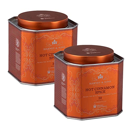 Harney & Sons Heißer Zimt Tee mit Gewürzen, schwarzer Tee mit Orange und süße Nelke 2,67 Unzen, Zimt 2 pk von Harney & Sons