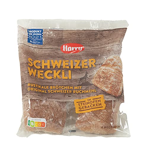 Harry Brot Schweizer Weckli 4 Brötchen = 280 g Rustikales Brötchen mit Orginal Schweizer Ruchmehl zum Fertigbacken von Harry Brot