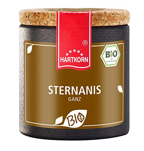 BIO - Sternanis, ganz - 18 g in der Pappwickeldose mit Korkdeckel von Hartkorn - wiederverschließbar und wiederbefüllbar - mit Bio Siegel Zertifiziert von Hartkorn