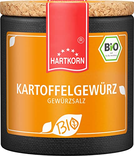 Bio Kartoffelgewürz - 50 g Bio Gewürzsalz in der Pappwickeldose mit Korkdeckel von Hartkorn - wiederverschließbar und wiederbefüllbar - mit Bio Siegel Zertifiziert von Hartkorn