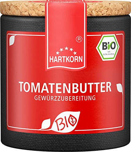 Bio Tomatenbutter - 40 g Bio Gewürzzubereitung in der Pappwickeldose mit Korkdeckel von Hartkorn - wiederverschließbar und wiederbefüllbar - mit Bio Siegel Zertifiziert von Hartkorn