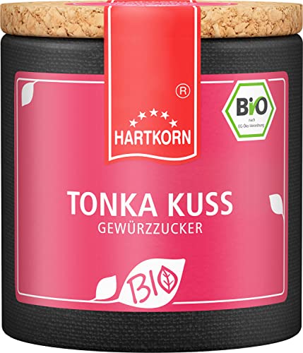 Bio Tonka Kuss - 85 g Bio Gewürzzucker in der Pappwickeldose mit Korkdeckel von Hartkorn - wiederverschließbar und wiederbefüllbar - mit Bio Siegel Zertifiziert von Hartkorn