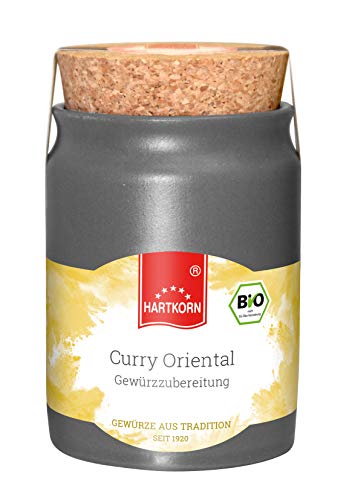 Curry Oriental - 70 g Bio Gewürz im Keramiktopf mit Korkdeckel von Hartkorn - wiederverschließbar und wiederbefüllbar - mit Bio Siegel Zertifiziert von Hartkorn