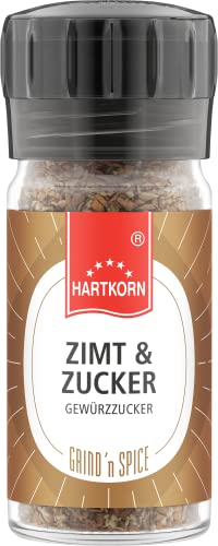 Grind`n Spice Zimt & Zucker - 68 g in der handlichen Einweg Gewürzmühle von Hartkorn (Glasbehälter, einstellbares 2-Stufen Mahlwerk (grob/fein)) von Hartkorn