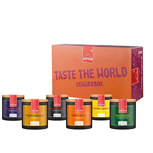 Hartkorn - Taste the World USA Gewürzbox (6-teilig) Young Kitchen (Guacamole, Potato Wedges, Smoky BBQ Rub, Pumpkin Pie, Tex Mex, Cajun) - Geschenkset mit Gewürzen der Amerikanischen Küche von Hartkorn
