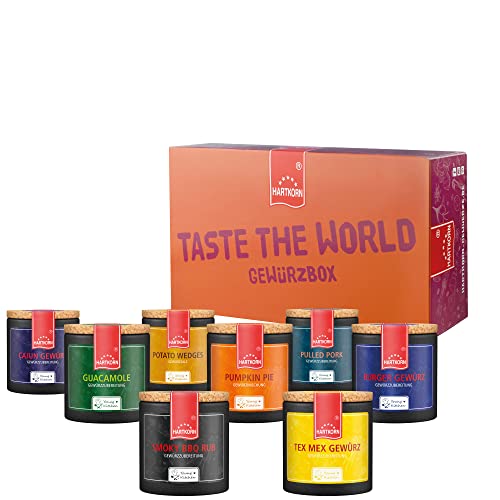 Hartkorn - Taste the World USA Gewürzbox (8-teilig) Young Kitchen (Guacamole, Burger, Potato Wedges, Smoky BBQ Rub, Pulled Pork, Pumpkin Pie, Tex Mex, Cajun) - Gewürze der Amerikanischen Küche von Hartkorn