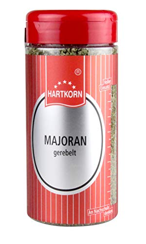 Majoran, gerebelt - 50 g im Maxi Gewürzstreuer (14,5 cm hoch und ⌀ 6,5cm) von Hartkorn - wiederverschließbar und wiederbefüllbar von Hartkorn