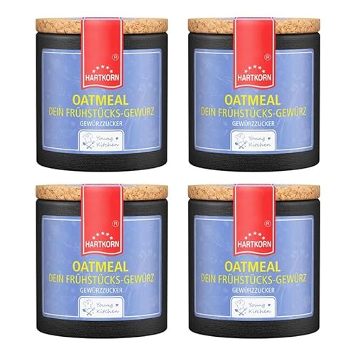 Oatmeal Gewürz - 70 g in der Young Kitchen Pappwickeldose mit Korkdeckel von Hartkorn - wiederverschließbar und wiederbefüllbar (Oatmeal Gewürz 4er Set) von Hartkorn