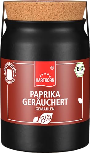 Paprika geräuchert - 70 g im Keramiktopf mit Korkdeckel von Hartkorn - wiederverschließbar und wiederbefüllbar von Hartkorn