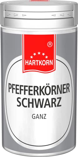 Pfefferkörner, schwarz - 35 g im Aluminium Gewürzstreuer von Hartkorn - wiederverschließbar und wiederbefüllbar von Hartkorn