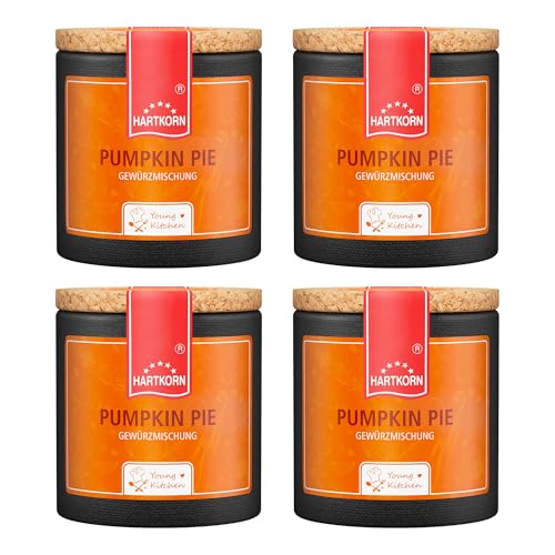 Pumpkin Pie Gewürz - 40 g in der Young Kitchen Pappwickeldose mit Korkdeckel von Hartkorn - wiederverschließbar und wiederbefüllbar (Pumpkin pie 4er Set) von Hartkorn