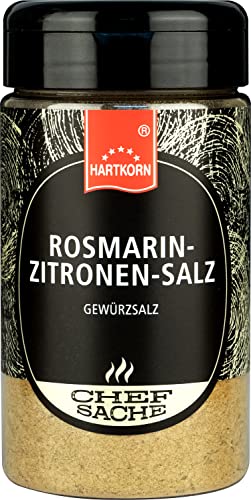 Rosmarin-Zitronen-Salz Chefsache - 210 g (13 cm hoch und ⌀ 6,5cm) von Hartkorn - wiederverschließbar und wiederbefüllbar von Hartkorn