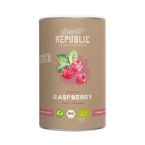 HARVEST REPUBLIC Bio-Himbeerpulver aus gefriergetrockneten Früchten | Perfekt für Smoothie Bowls, Porridge und Frühstücksbowls | 100% Fruchtpulver ohne zugesetzten Zucker (125 g) von Harvest Republic