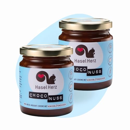 Hasel-Herz Bio Nuss-Nougat-Creme Brot-Aufstrich 2 Gläser x 220g | Gesüßt mit Kokosblütenzucker, ohne Palmöl | 35% Nussanteil, kontrollierter biologischer Anbau, nicht vegan Hasel-Herz Bio Nuss-Nougat-Creme Brot-Aufstrich 2 Gläser x 220g | Gesüßt mit Kokosblütenzucker, ohne Palmöl | 35% Nussanteil, kontrollierter biologischer Anbau, nicht vegan von Hasel Herz