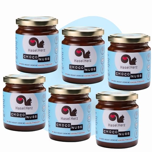 Hasel-Herz Bio Nuss-Nougat-Creme Brot-Aufstrich 6 Gläser x 220g | Gesüßt mit Kokosblütenzucker, ohne Palmöl | 35% Nussanteil, kontrollierter biologischer Anbau, nicht vegan Hasel-Herz Bio Nuss-Nougat-Creme Brot-Aufstrich 6 Gläser x 220g | Gesüßt mit Kokosblütenzucker, ohne Palmöl | 35% Nussanteil, kontrollierter biologischer Anbau, nicht vegan von Hasel Herz