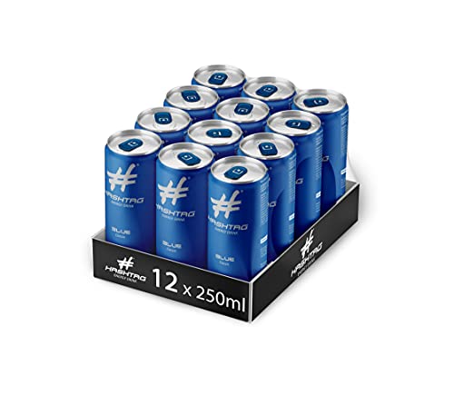 HASHTAG BLUE Energy Drink 12 x 0,25 Liter inkl. 3€ DPG EINWEG Pfand von Hashtag