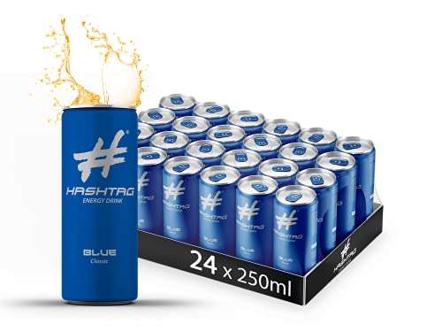 HASHTAG BLUE Energy Drink 24 x 0,25 Liter inkl. 6€ DPG EINWEG Pfand von Hashtag