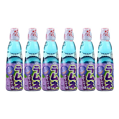 Hatakosen Ramune Soda, Blaubeergeschmack, 200 ml, 6 Flaschen von Hata