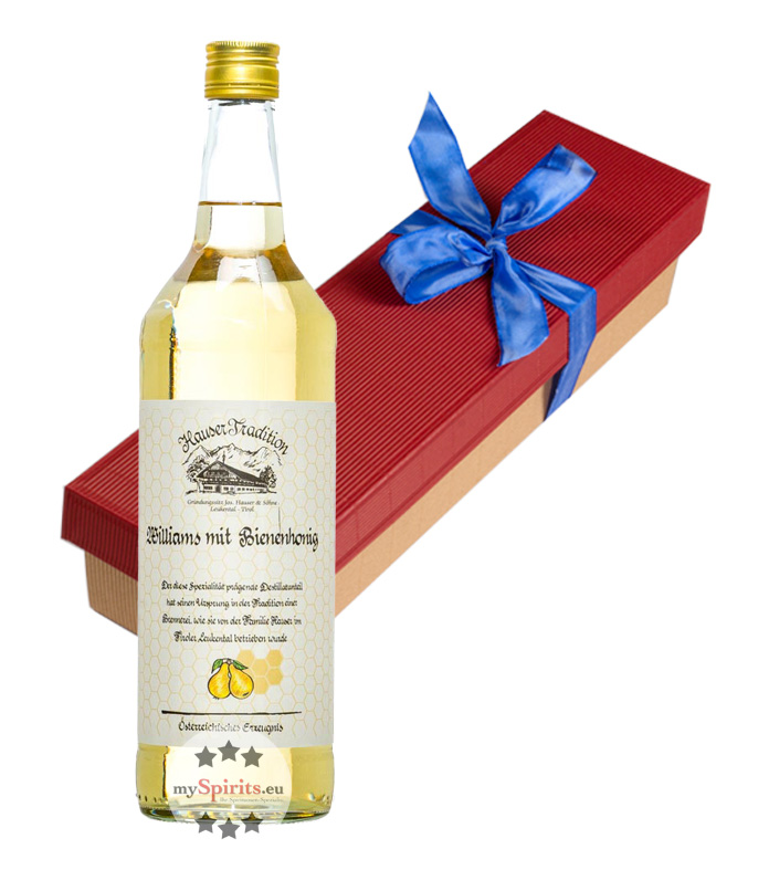 Hauser Geschenk-Set Williams-Schnaps mit Honig (35 % vol., 1,0 Liter) von Hauser Tradition