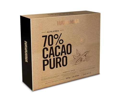 Doppelkekse mit Milchkaramellcreme-Füllung und Schokoladenüberzug - 70% Kakao, Box mit 9 Stück, 585g - Alfajores HAVANNA 70% Cacao Puro (9er-Pack) von Havanna