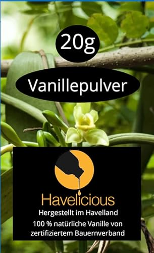 Havelicious Bourbon Vanillepulver gemahlen 20gr, sozial, ohne Zusatzstoffe, hergestellt im Havelland, Bourbon Vanille aus Madagaskar (20 gr) von Havelicious