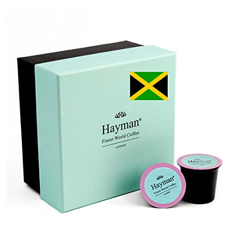 100% Blue Mountain Kaffee aus Jamaika - Frisch geröstet und in Kapseln kompatibel mit der Keurig K-Cup Kaffeemaschine - Elegante Schachtel mit 18 Kaffeekapseln von Hayman - Finest World Coffee